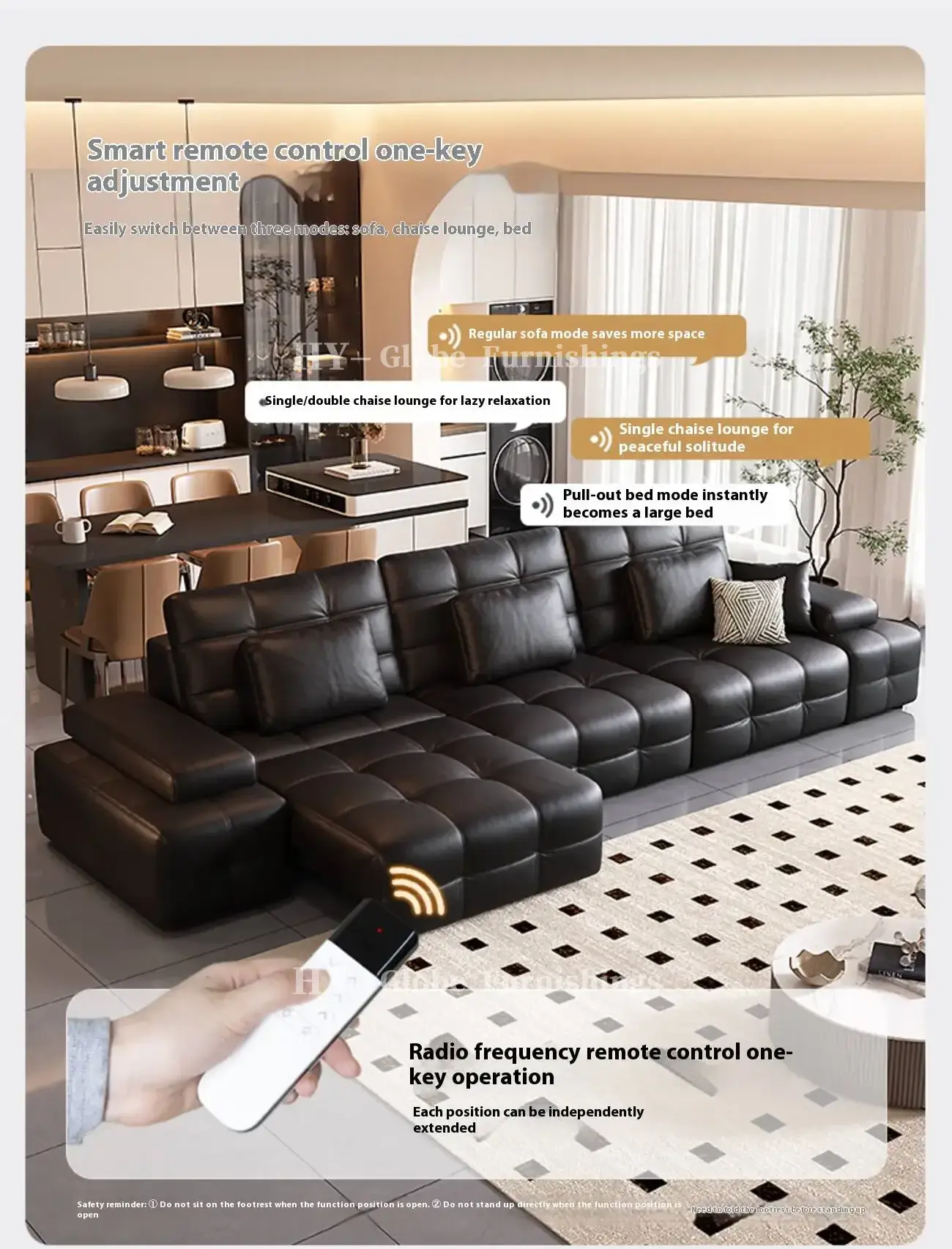 Globe Furnishings - Laurence Electric Multifunctional Leather Sofa