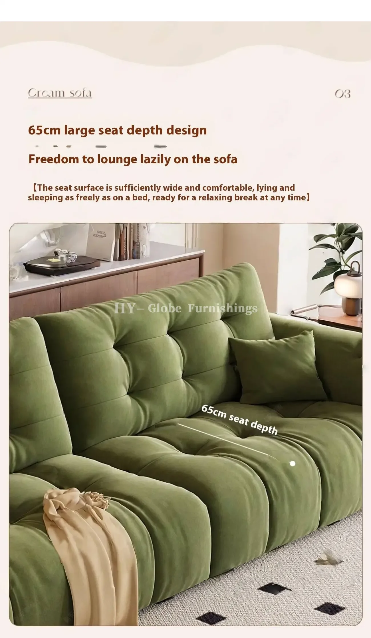 Globe Furnishings - French Vintage Cloud Fabric Sofa