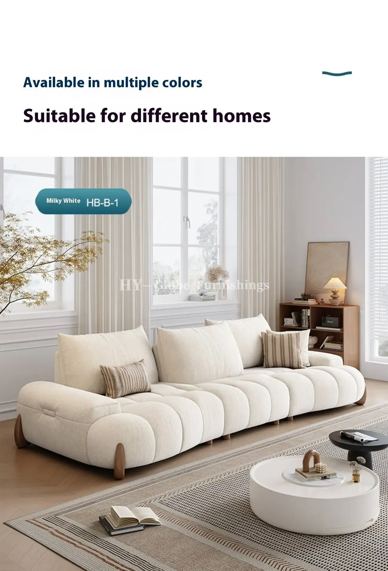 Globe Furnishings - New Adjustable Deep-Seat Linear Fabric Sofa