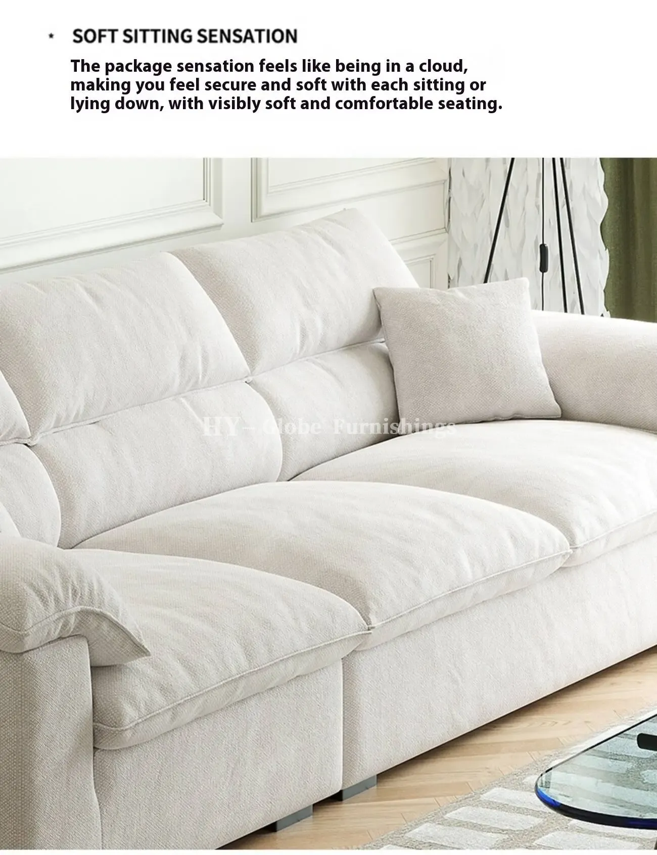 Globe Furnishings - Removable and Washable Linen Fabric Sofa