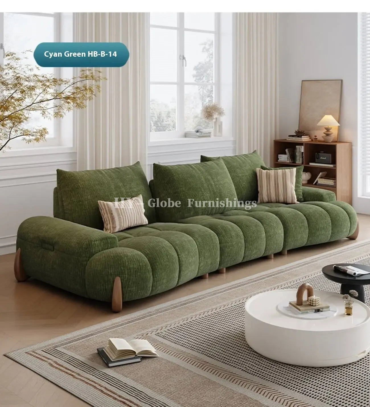 Globe Furnishings - New Adjustable Deep-Seat Linear Fabric Sofa