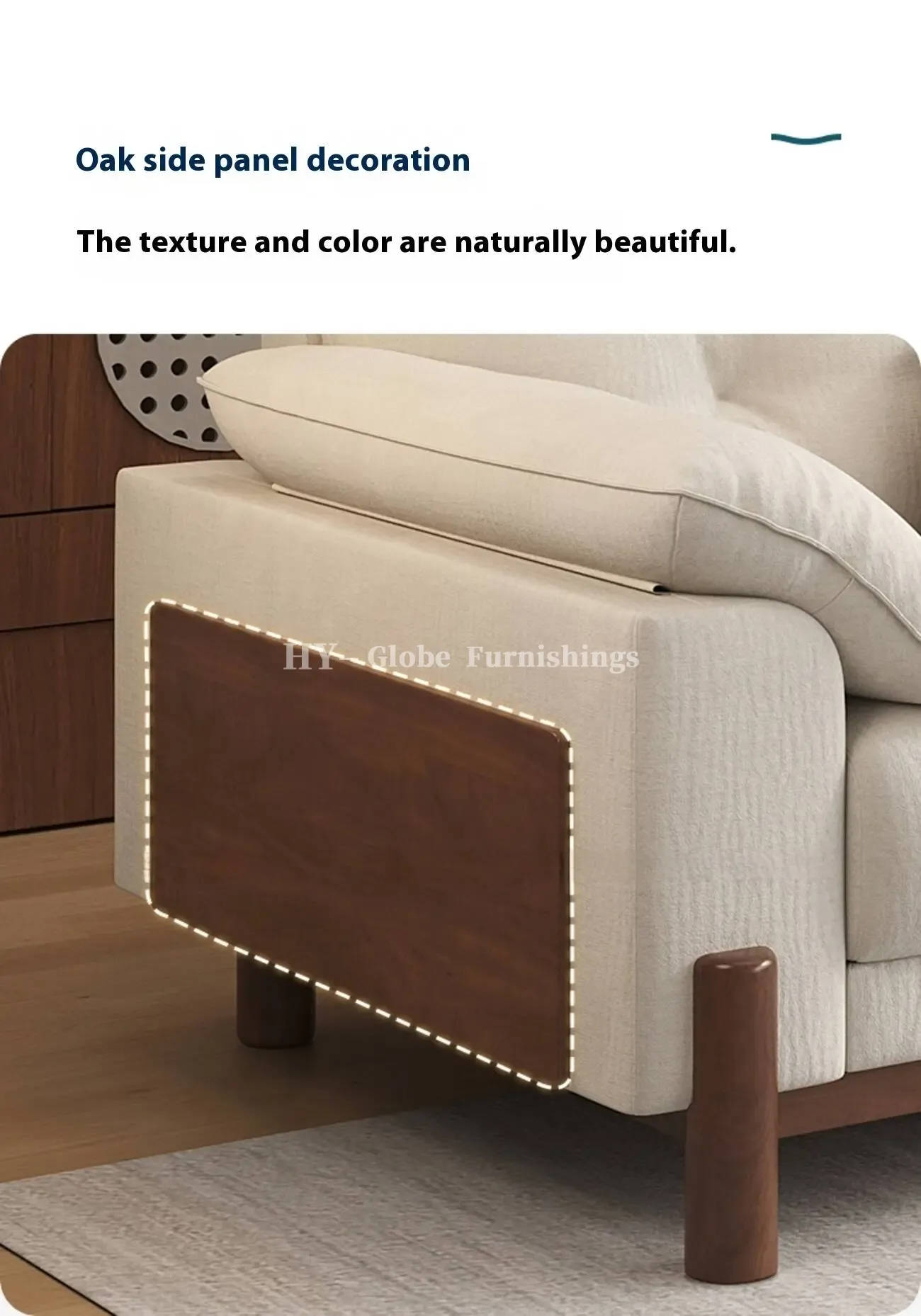 Globe Furnishings - Removable-Cover Solid Wood Cloud-Style Upholstered fabric Sofa