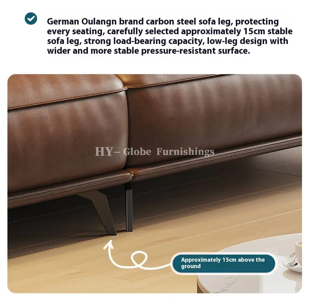 Globe Furnishings - Oil-wax leather light luxury Italian straight-line sofa