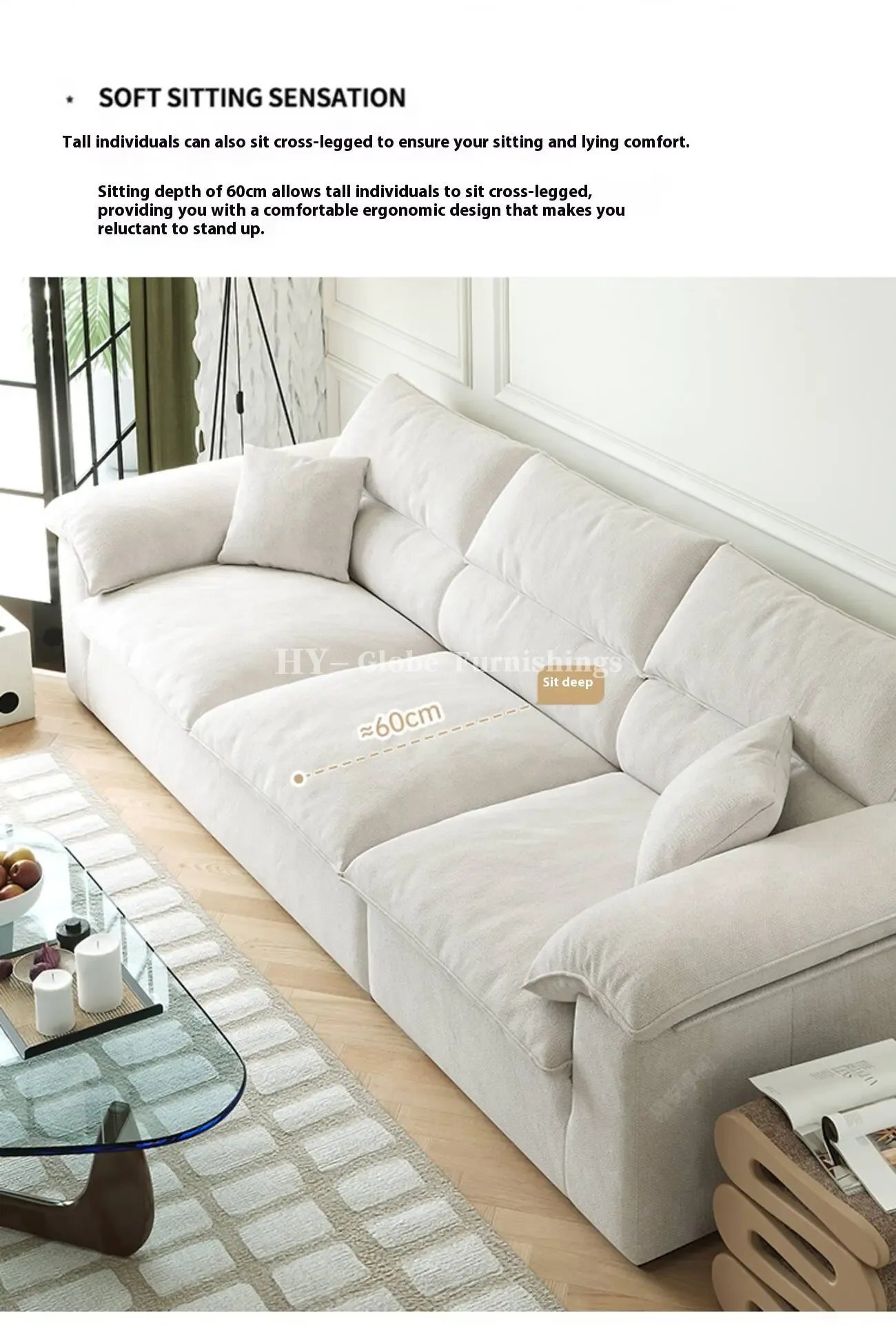 Globe Furnishings - Removable and Washable Linen Fabric Sofa