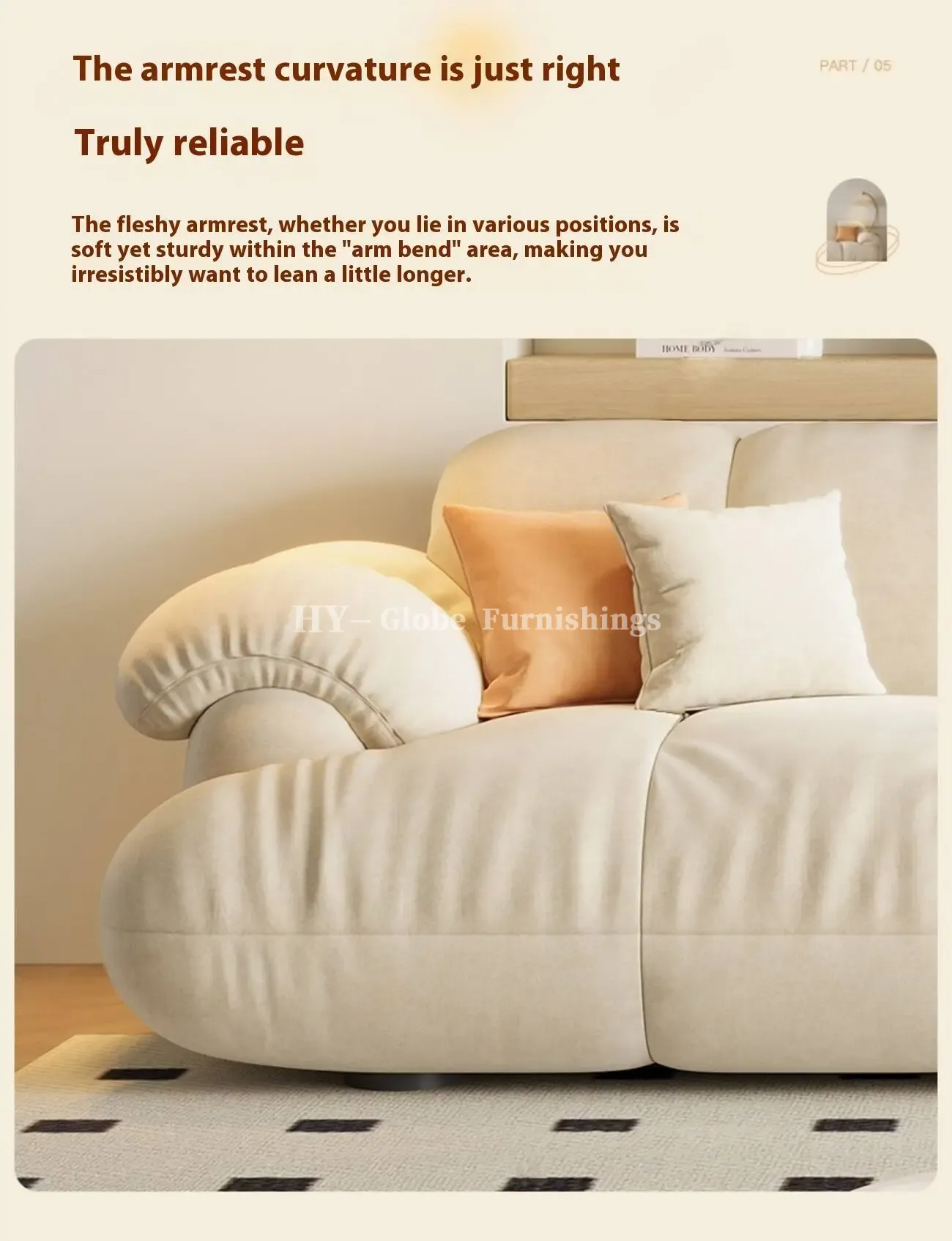 Globe Furnishings - Cloud Puff Modern Minimalist Straight Sofa