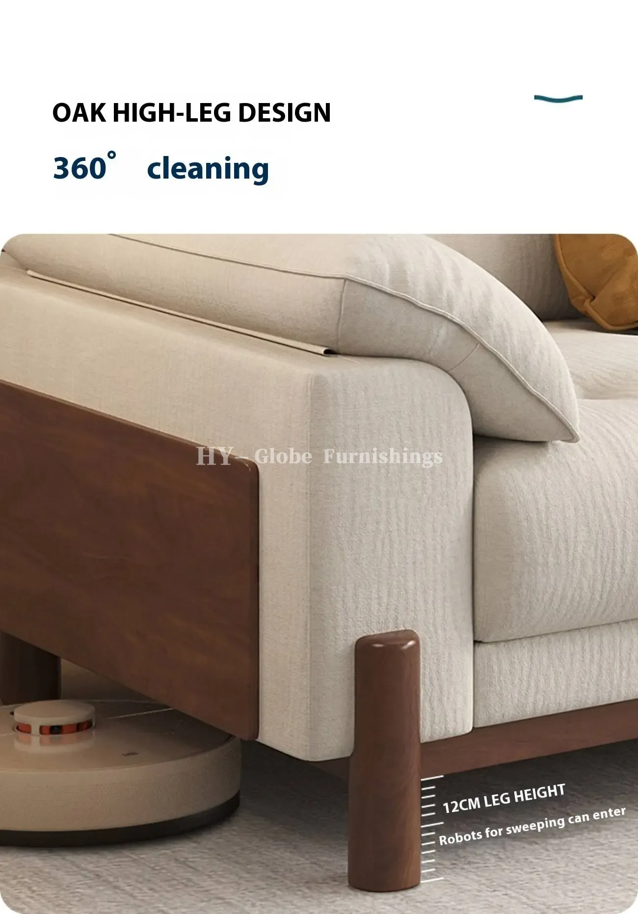 Globe Furnishings - Removable-Cover Solid Wood Cloud-Style Upholstered fabric Sofa