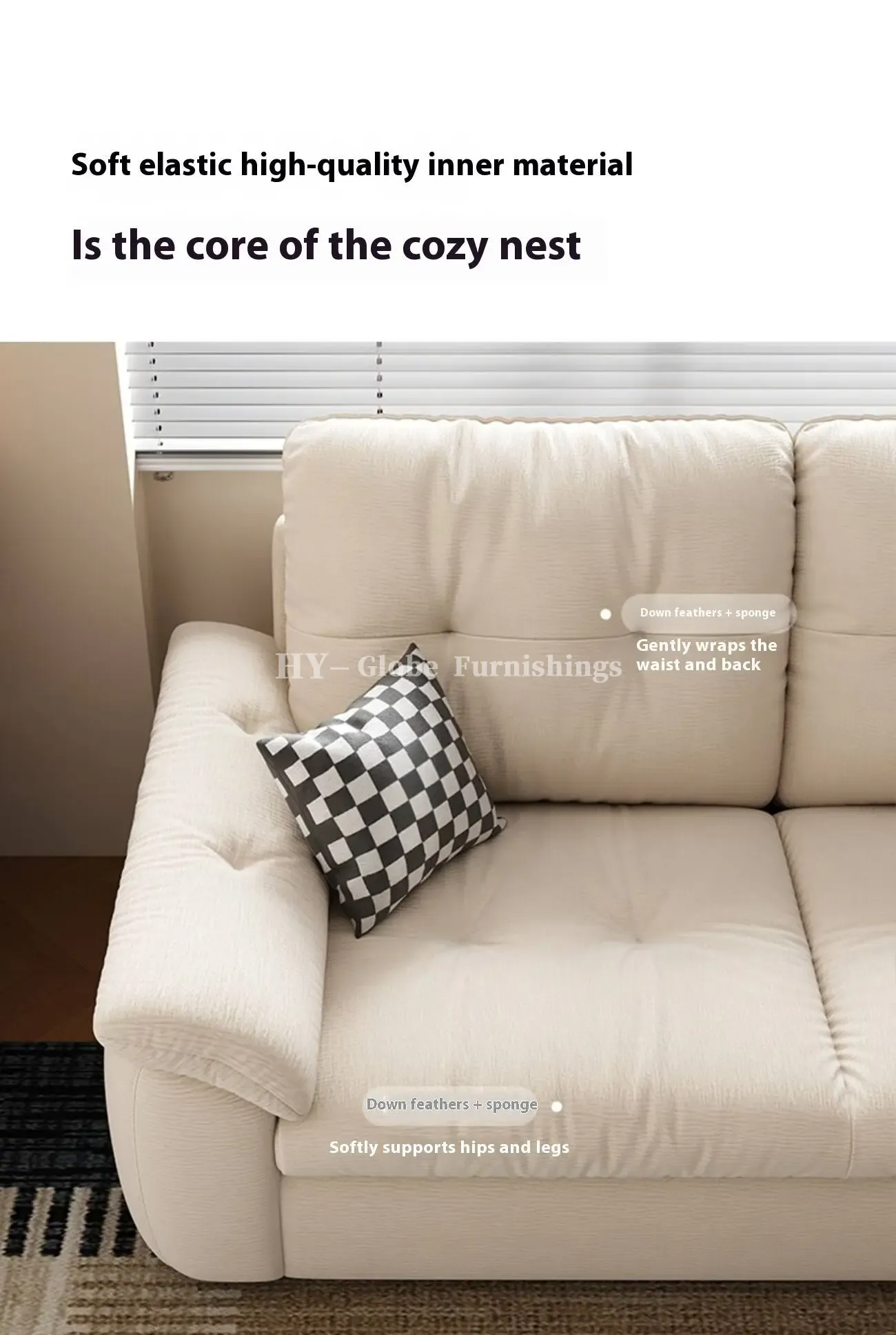 Globe Furnishings - Removable and Washable Cat-Scratch-Resistant Cloud-Shaped Folding Sofa Bed