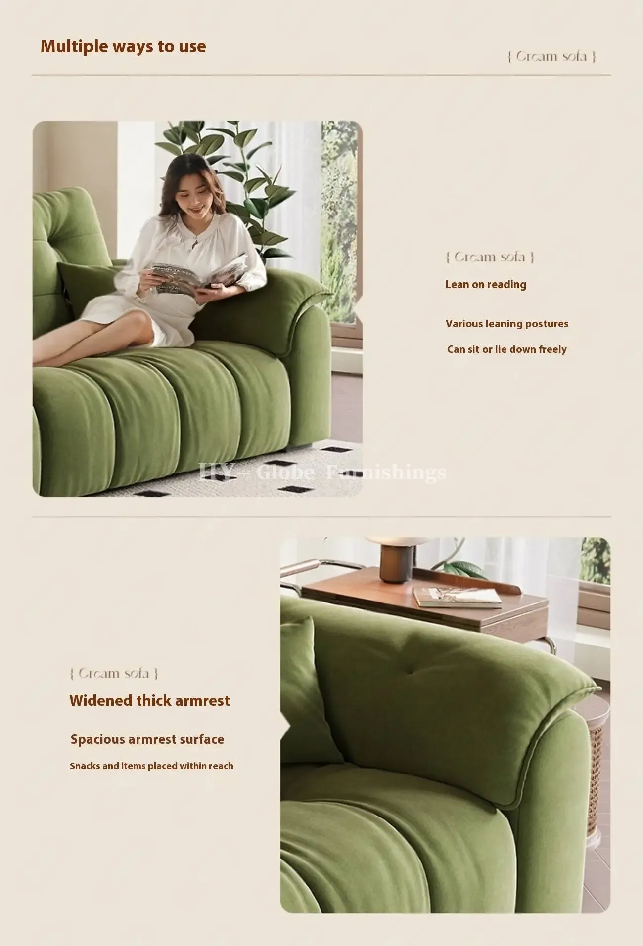 Globe Furnishings - French Vintage Cloud Fabric Sofa