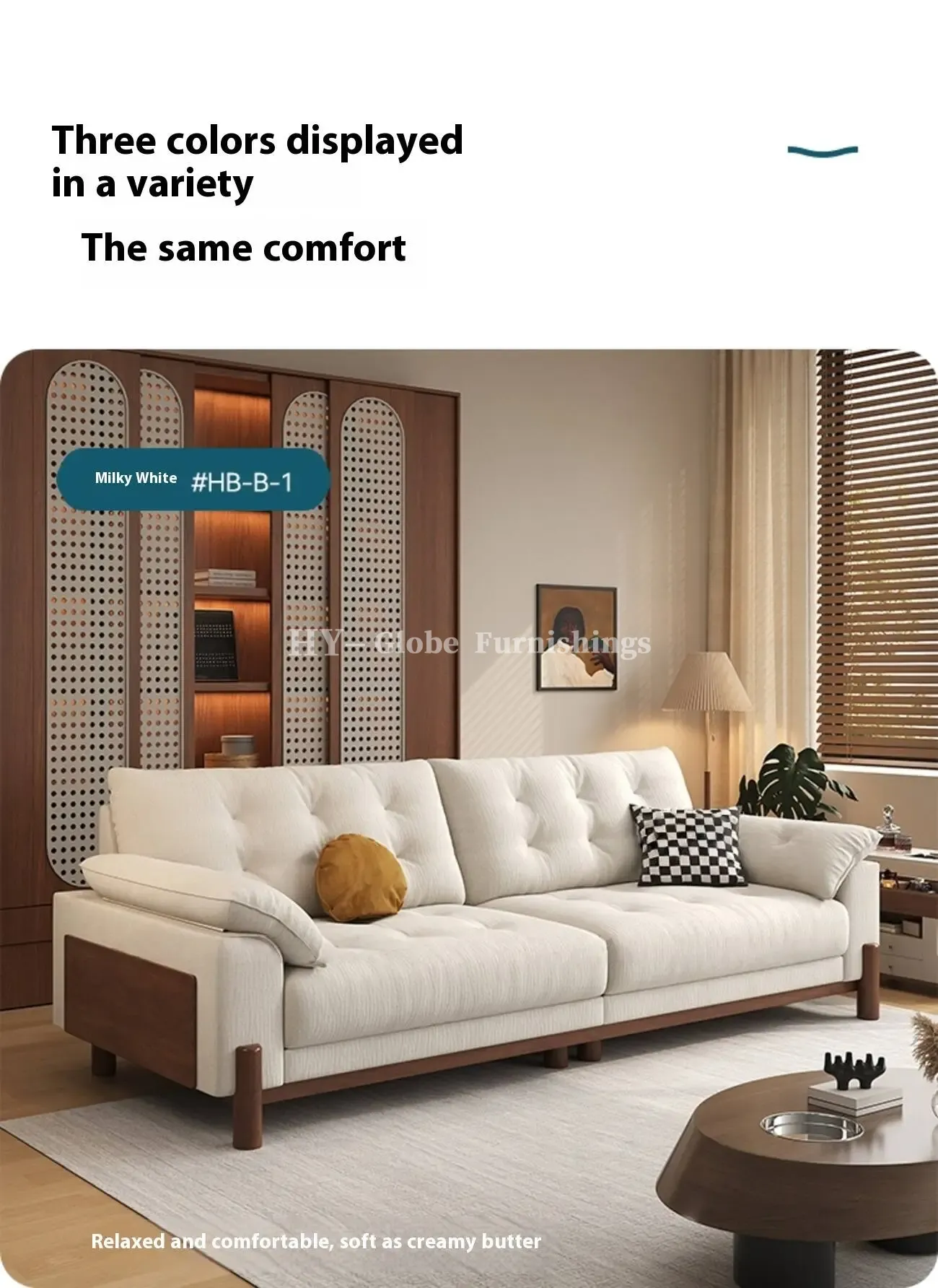 Globe Furnishings - Removable-Cover Solid Wood Cloud-Style Upholstered fabric Sofa