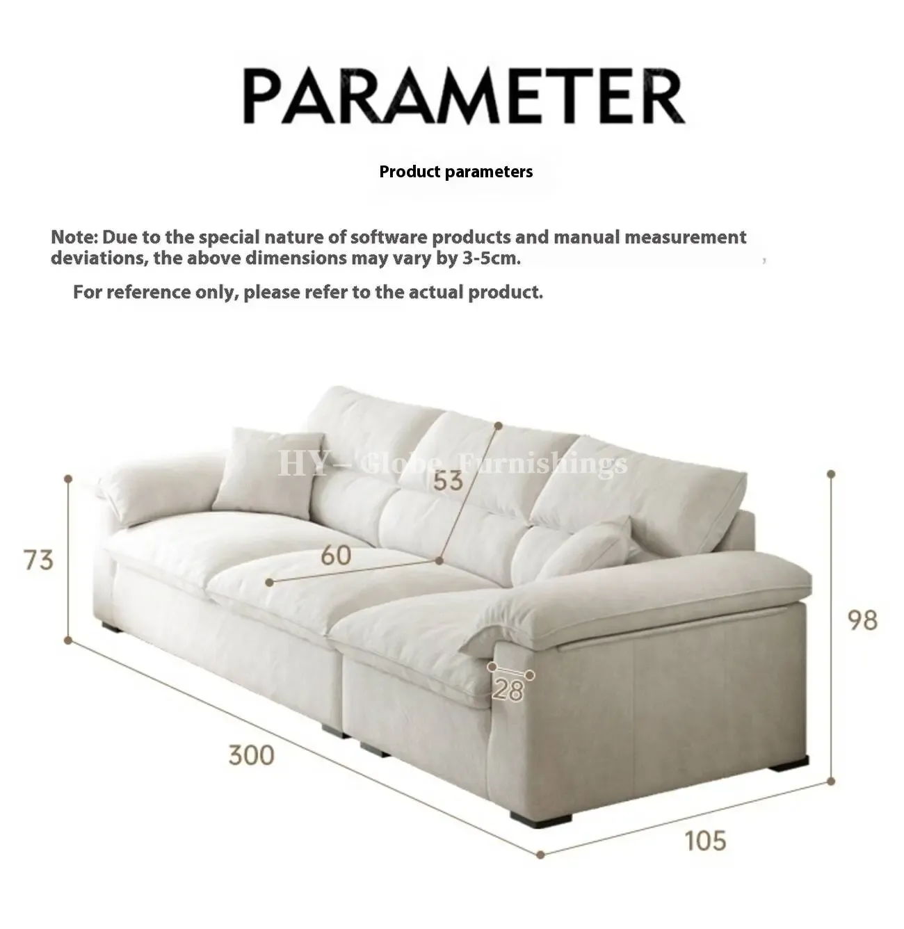 Globe Furnishings - Removable and Washable Linen Fabric Sofa