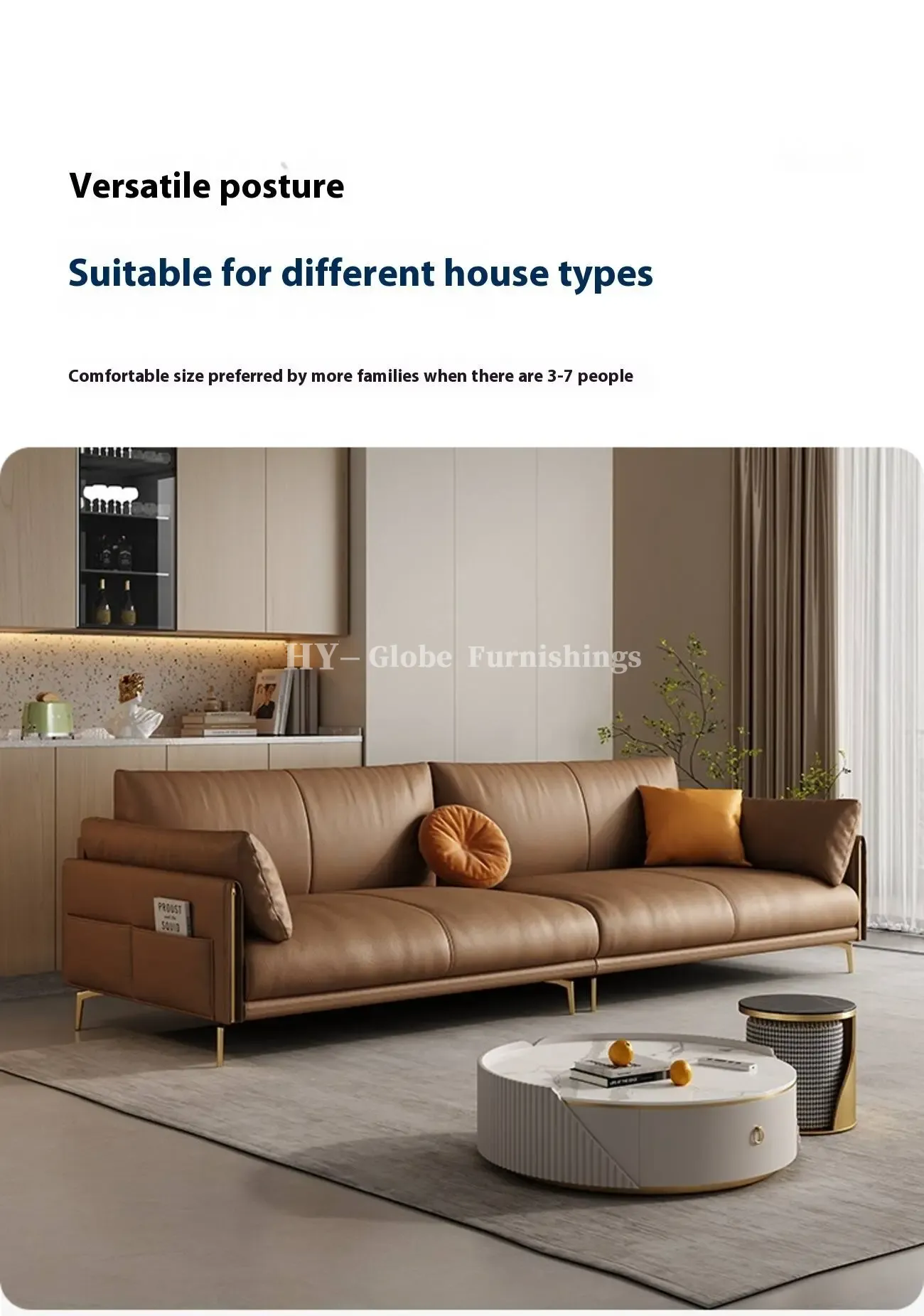 Globe Furnishings - Italian full-grain leather upholstered sofa