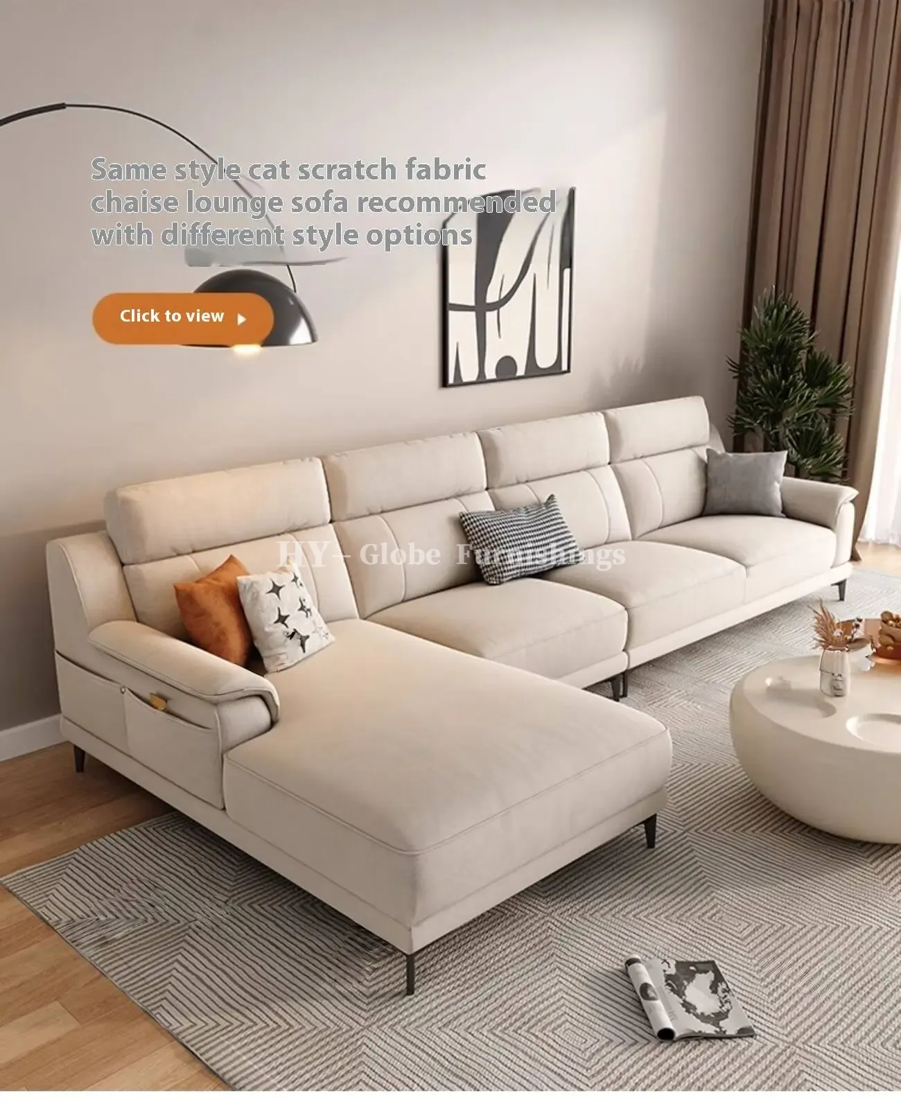 Globe Furnishings - Minimalist Tech-Infused Upholstered Sofa