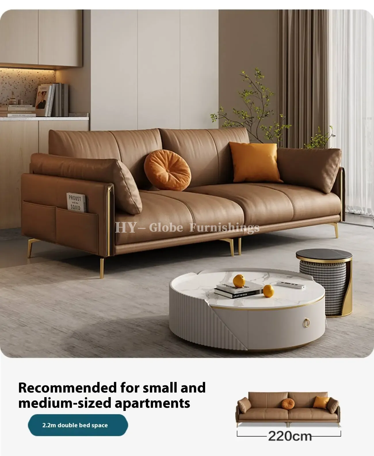 Globe Furnishings - Italian full-grain leather upholstered sofa