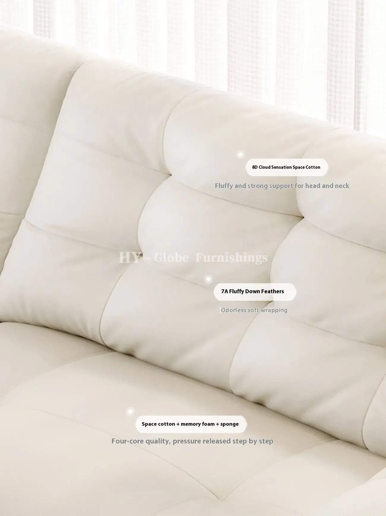 Globe Furnishings - Creamy Top-Grain Leather Swan Sofa: New Seasonal Release