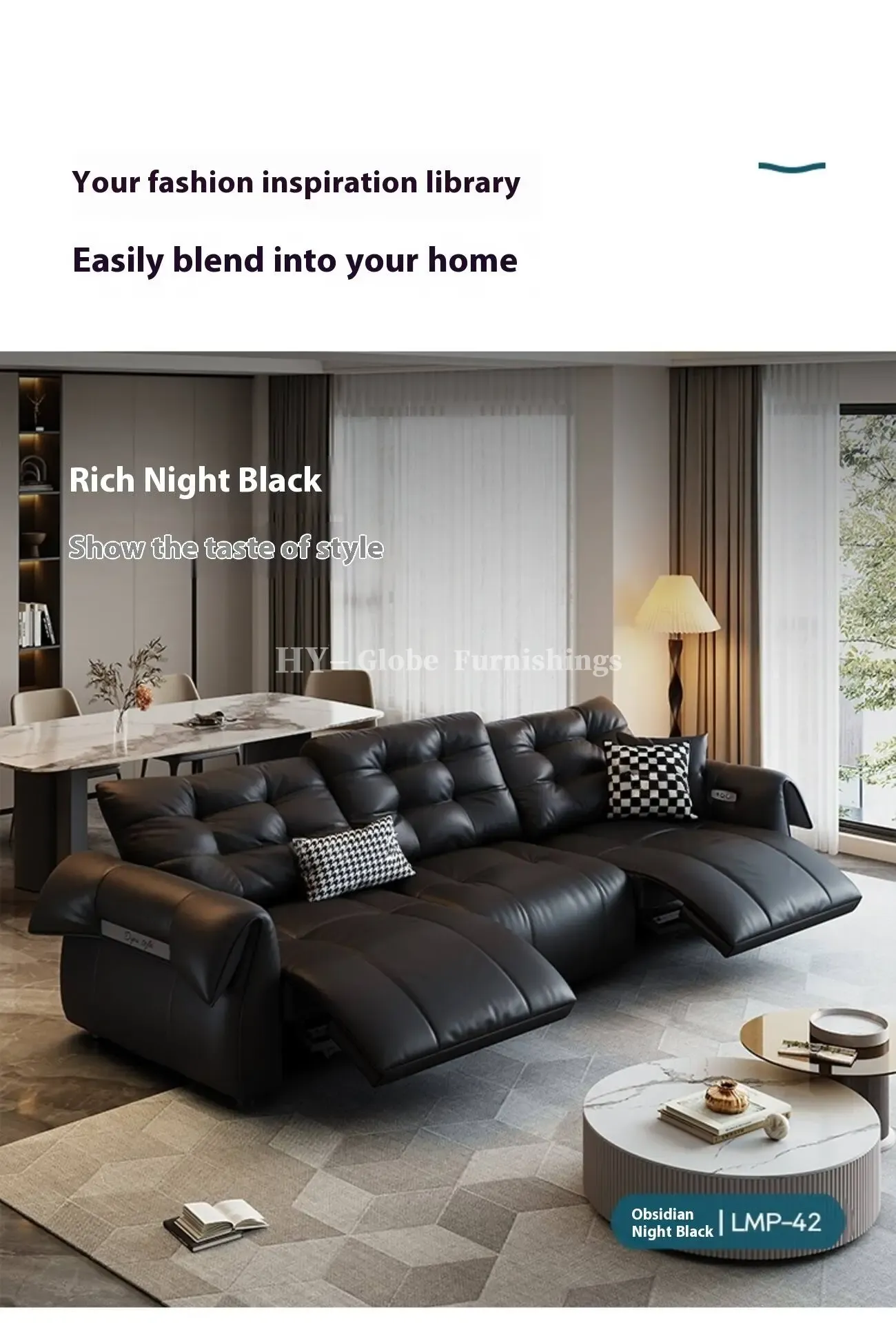 Globe Furnishings - Italian Swan Zero Wall Electric Function Leather Sofa