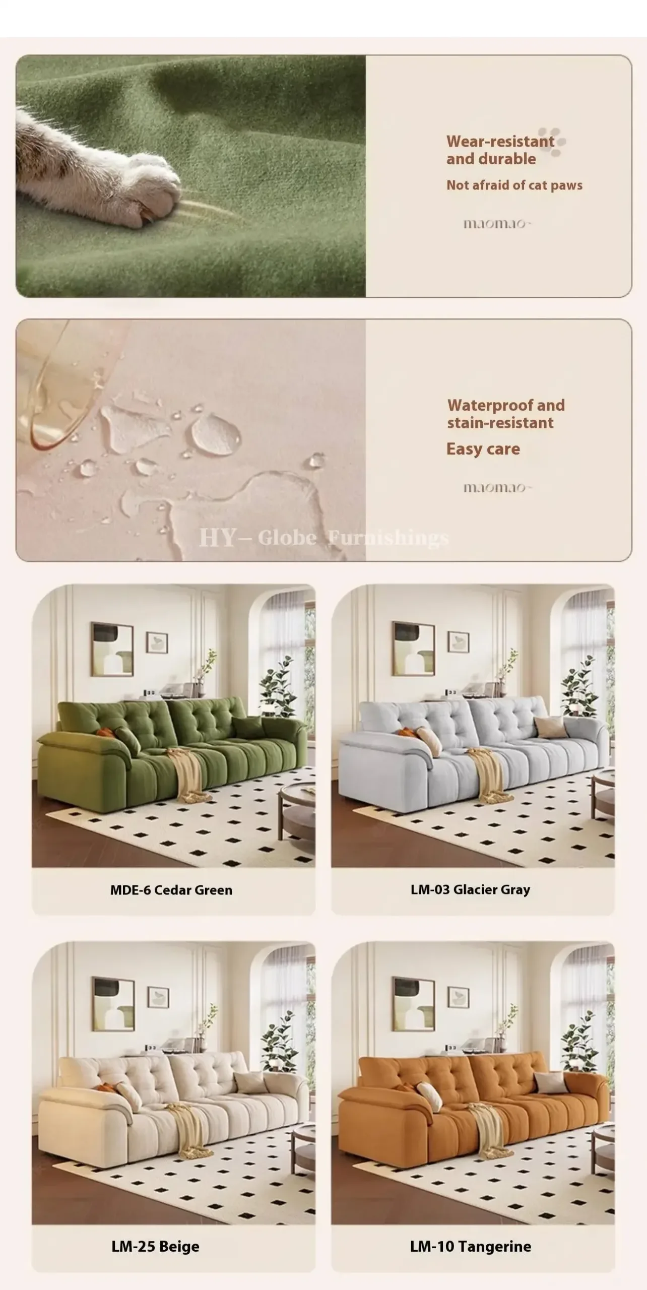 Globe Furnishings - French Vintage Cloud Fabric Sofa