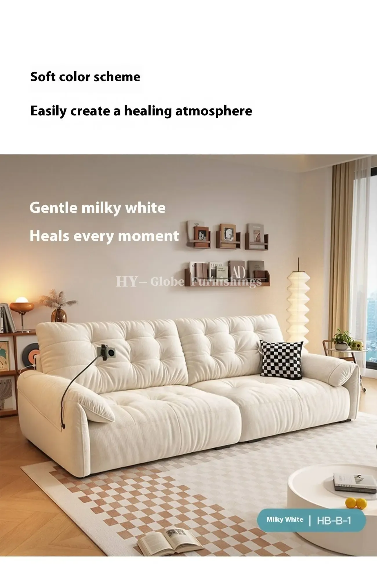 Globe Furnishings - Piano-Key Multi-Functional Lazy Fabric Sofa