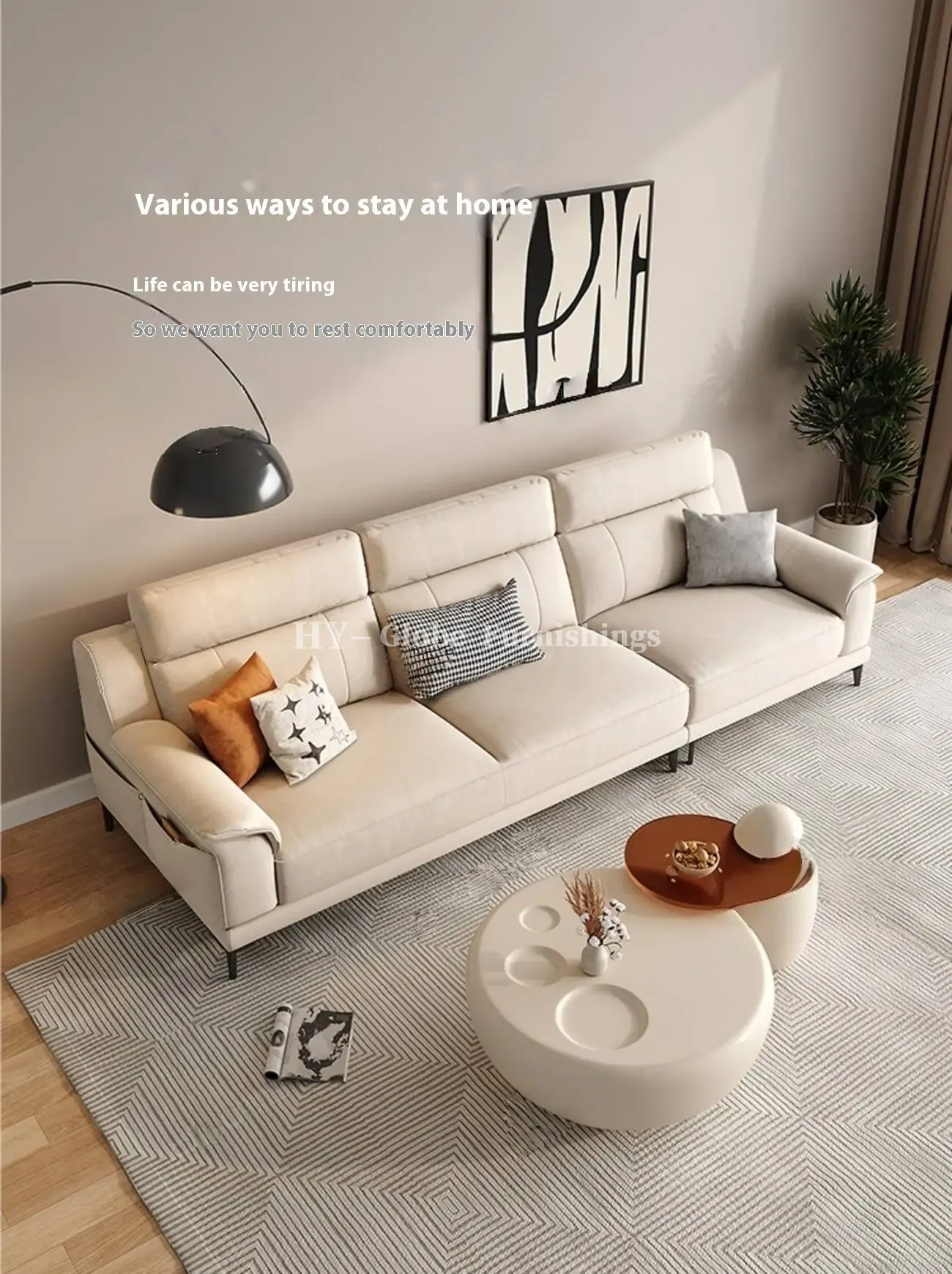 Globe Furnishings - Minimalist Tech-Infused Upholstered Sofa