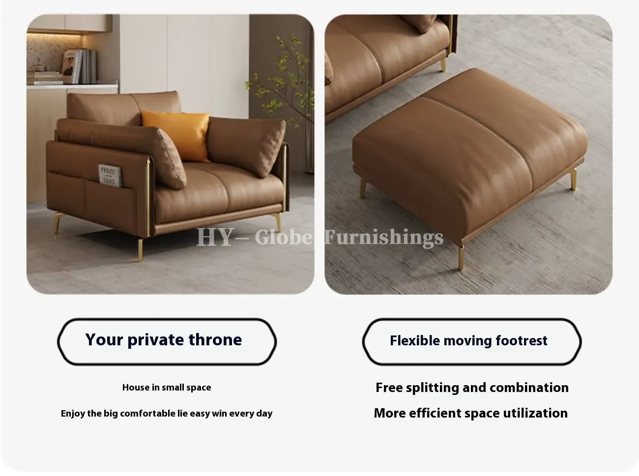 Globe Furnishings - Italian full-grain leather upholstered sofa