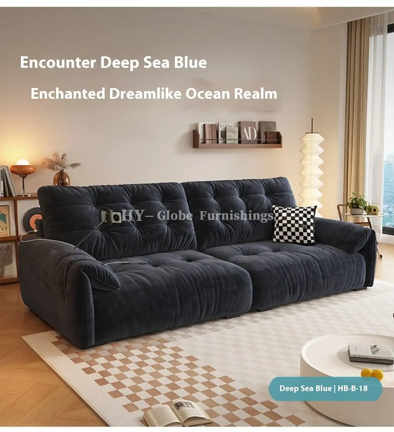 Globe Furnishings - Piano-Key Multi-Functional Lazy Fabric Sofa