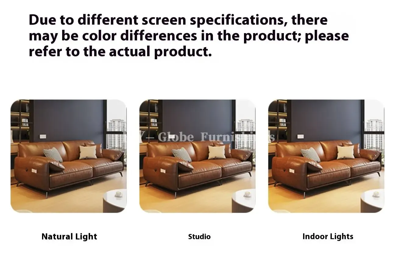 Globe Furnishings - Oil-wax leather light luxury Italian straight-line sofa