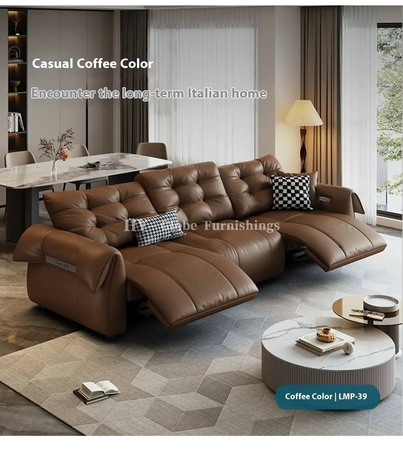 Globe Furnishings - Italian Swan Zero Wall Electric Function Leather Sofa