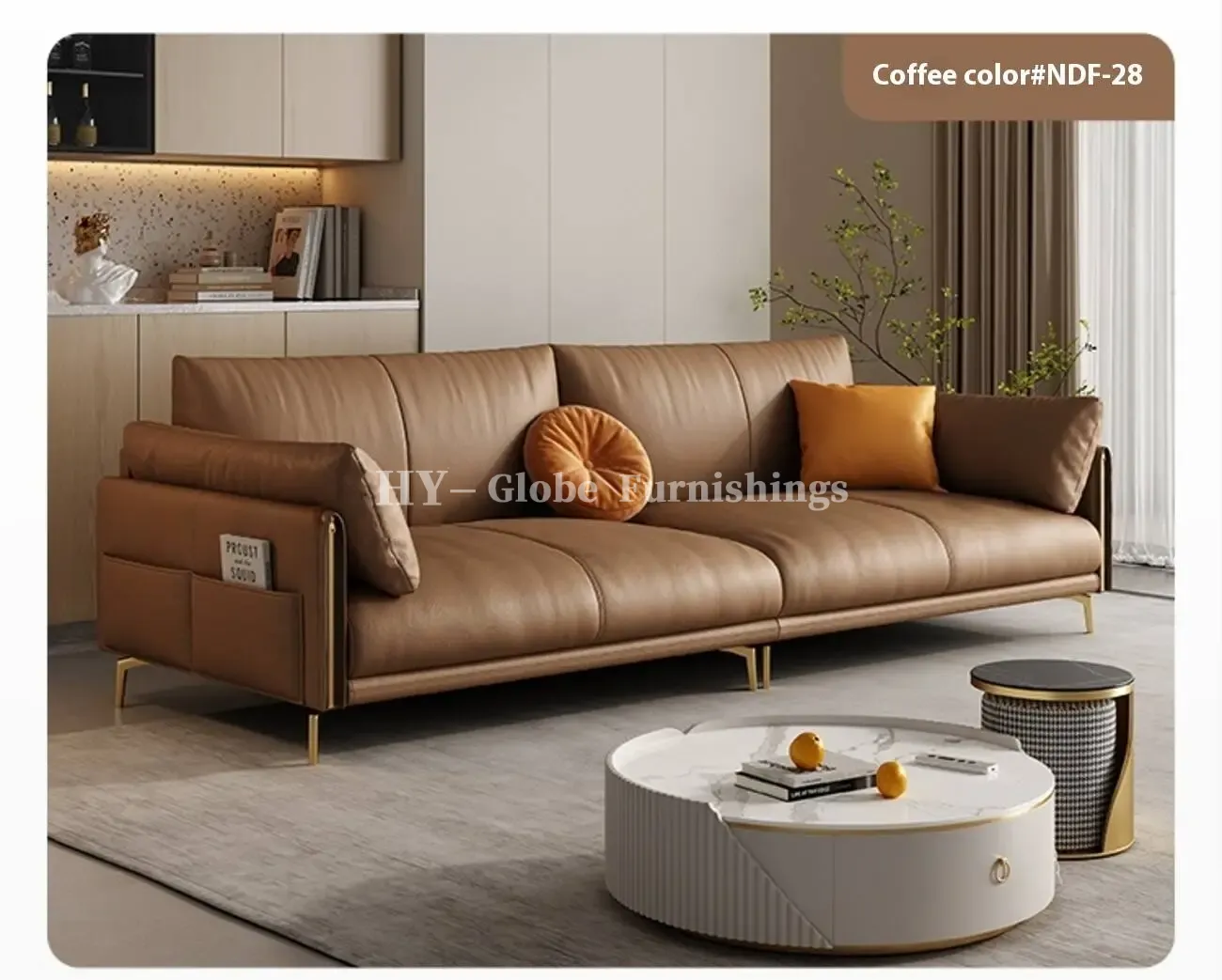 Globe Furnishings - Italian full-grain leather upholstered sofa