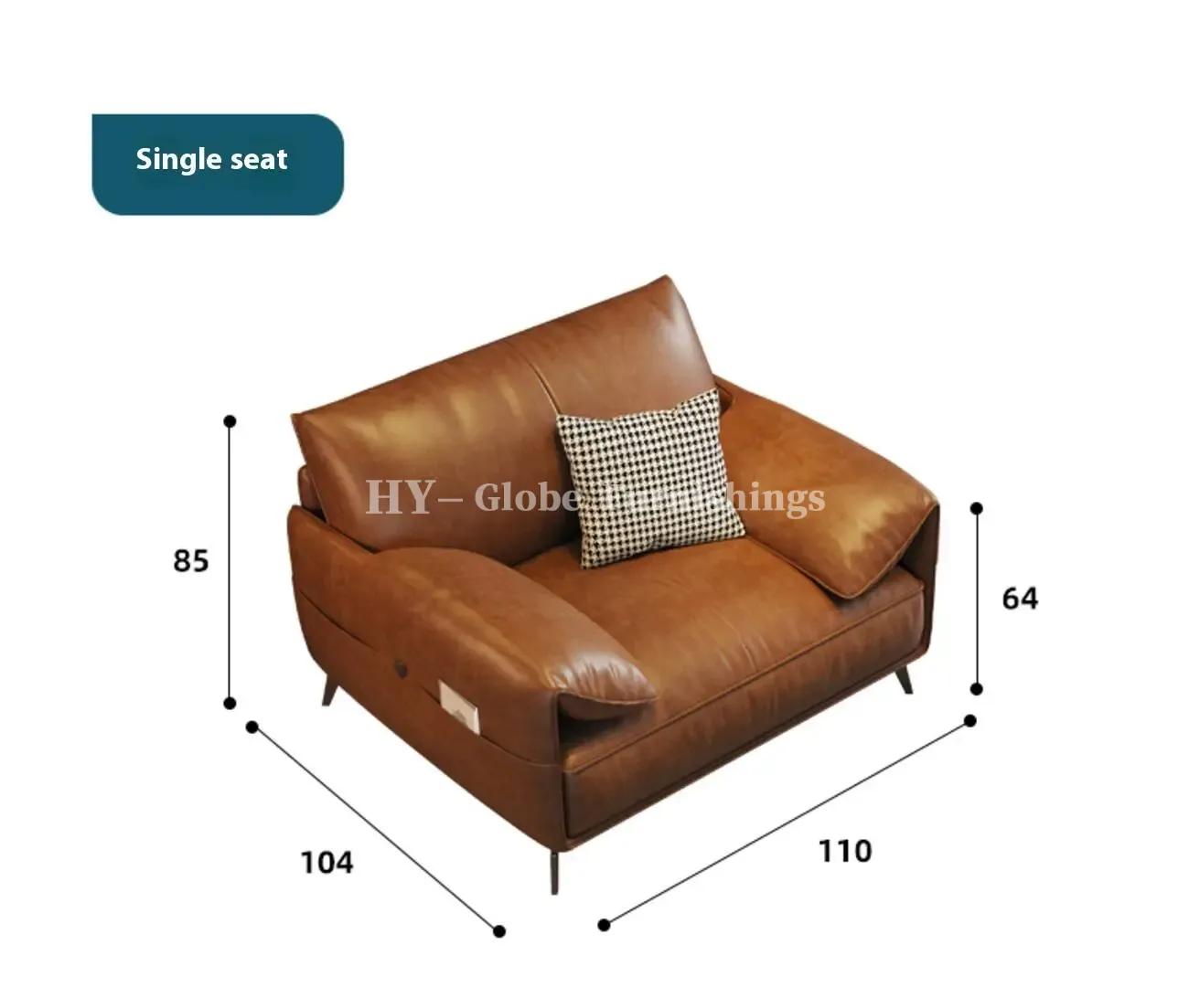 Globe Furnishings - Oil-wax leather light luxury Italian straight-line sofa