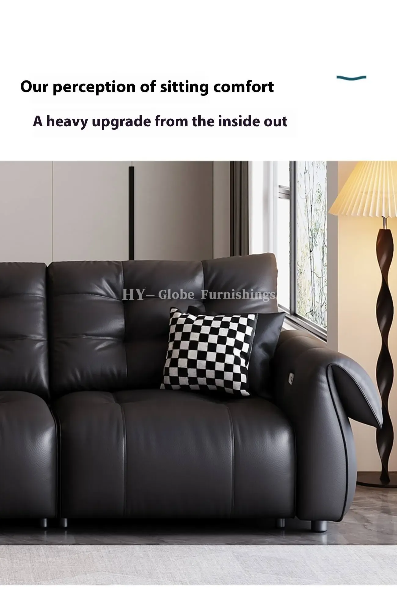 Globe Furnishings - Italian Swan Zero Wall Electric Function Leather Sofa