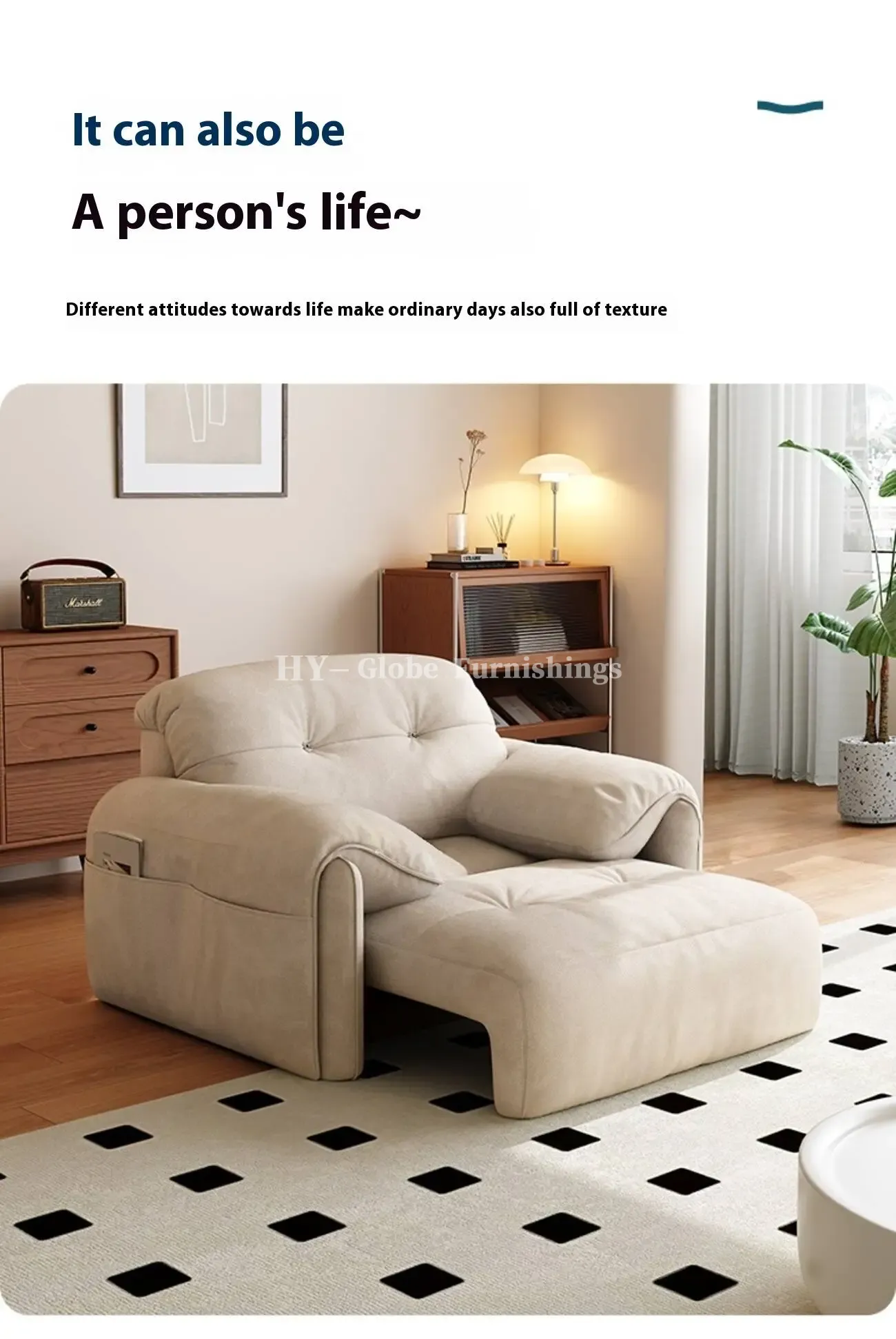 Globe Furnishings - Modern Minimalist Extendable Electric Sofa
