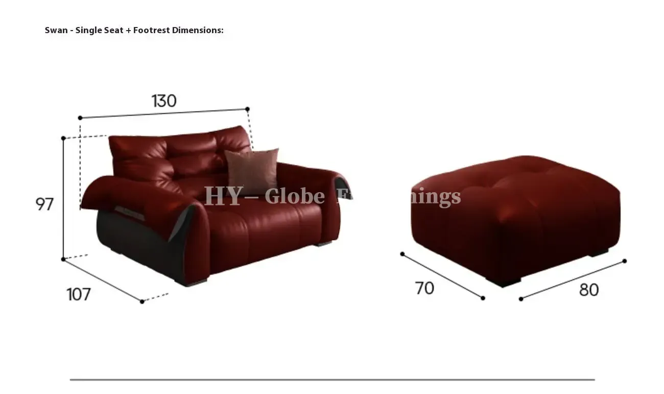 Globe Furnishings - Small-sized genuine leather sofa chair
