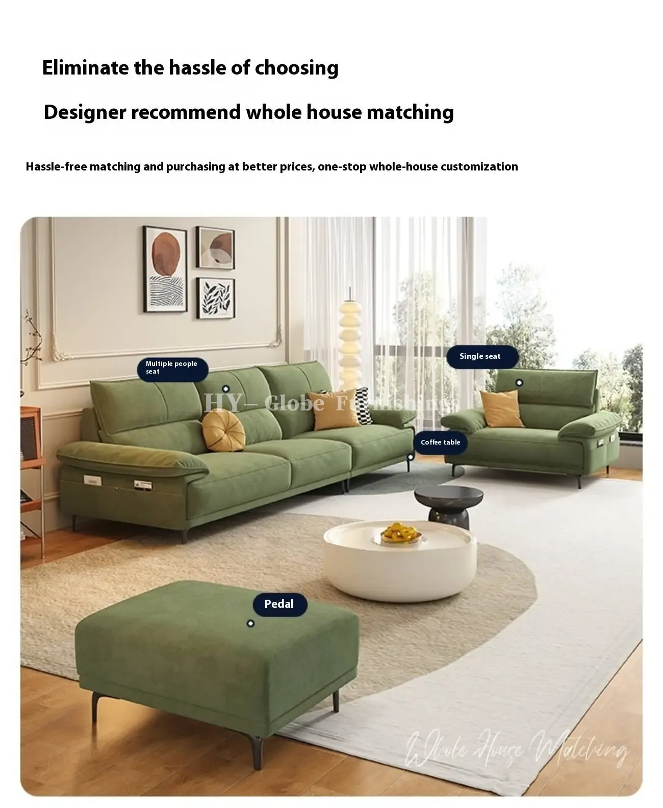 Globe Furnishings - Modular Creamy Style Tech Fabric Sofa
