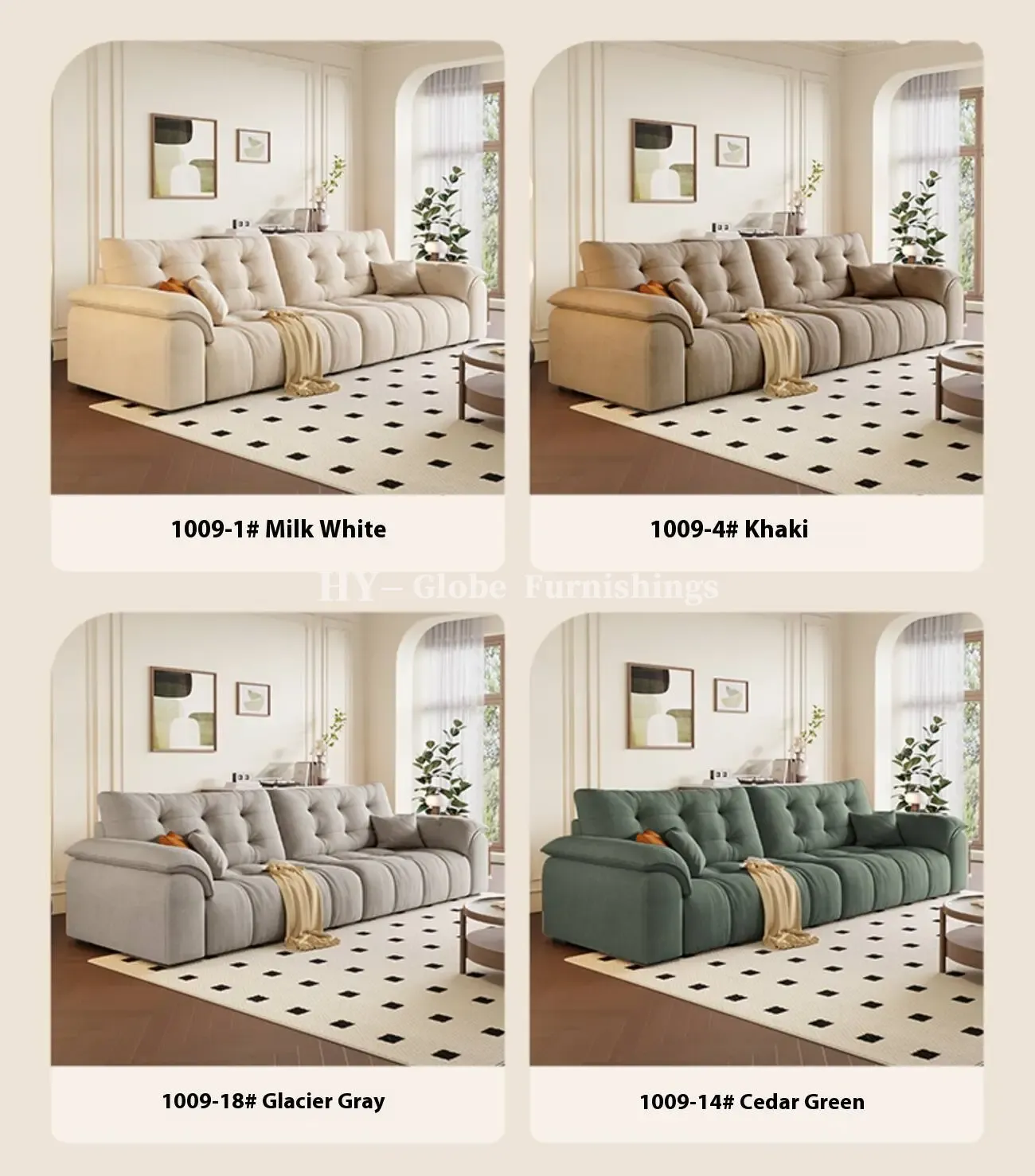 Globe Furnishings - French Vintage Cloud Fabric Sofa