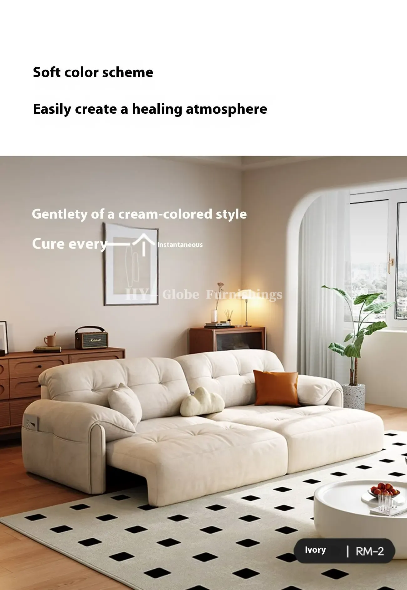 Globe Furnishings - Modern Minimalist Extendable Electric Sofa