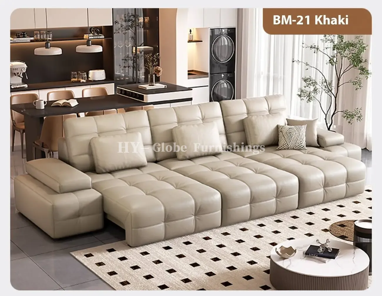 Globe Furnishings - Laurence Electric Multifunctional Leather Sofa