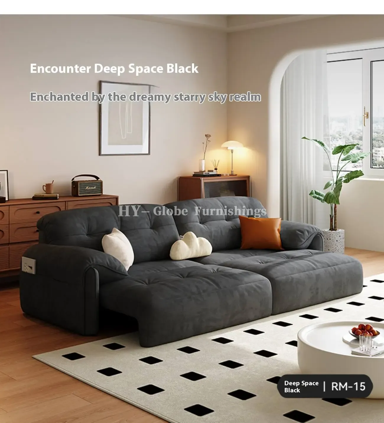 Globe Furnishings - Modern Minimalist Extendable Electric Sofa