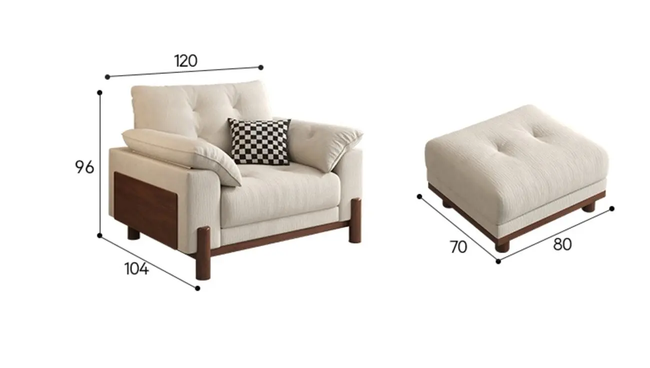 Globe Furnishings - Removable-Cover Solid Wood Cloud-Style Upholstered fabric Sofa