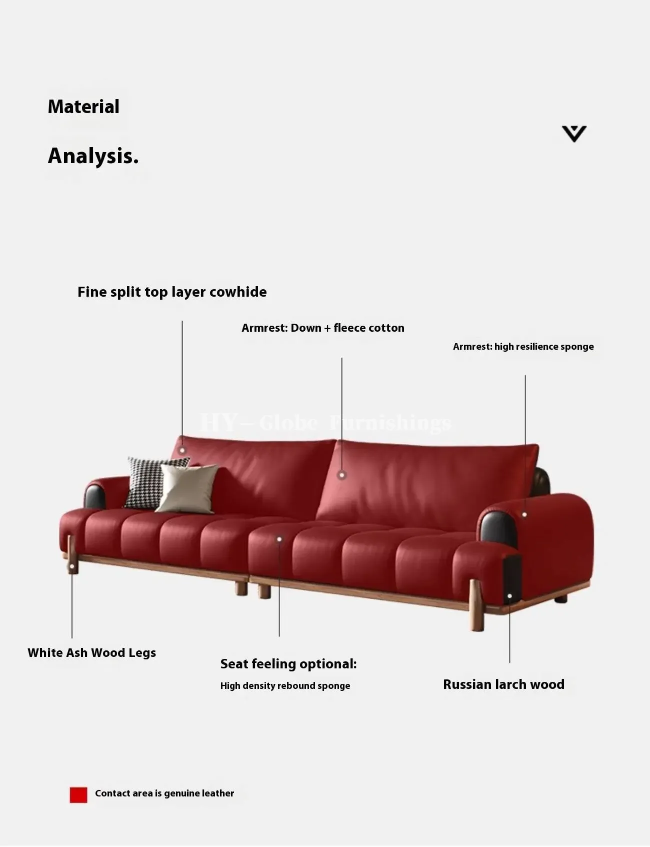 Globe Furnishings - Black genuine leather cloud-shaped sofa