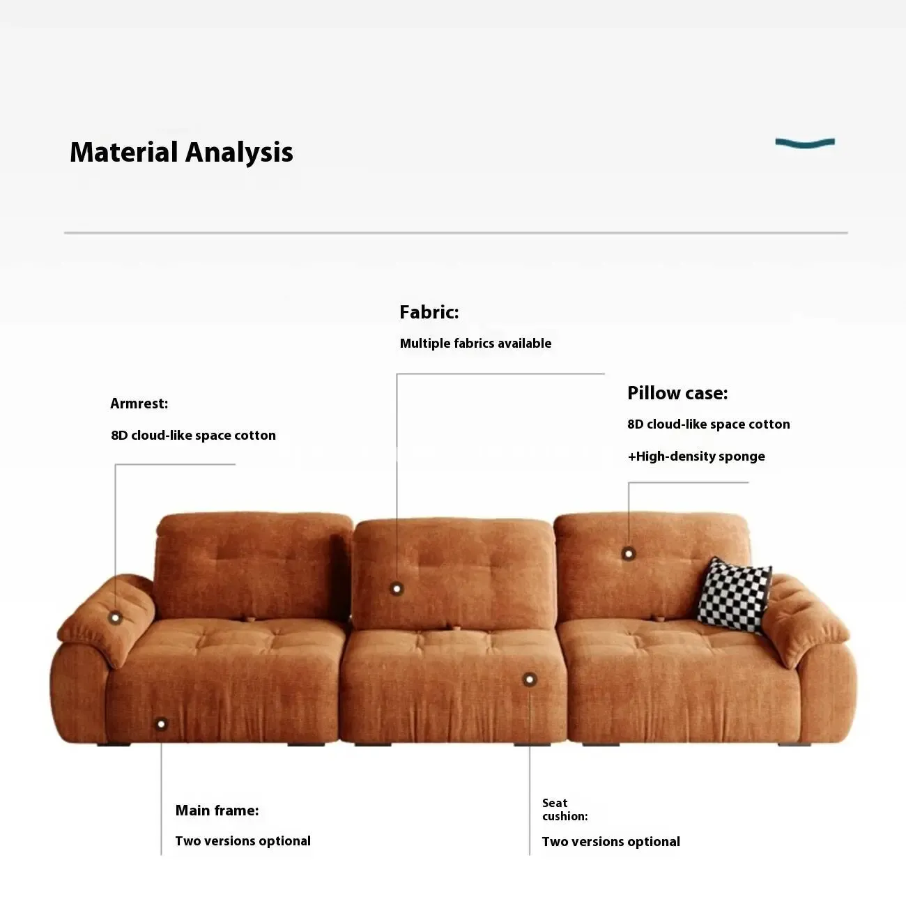 Globe Furnishings - Minimalist Modern Adjustable Pumpkin Sofa