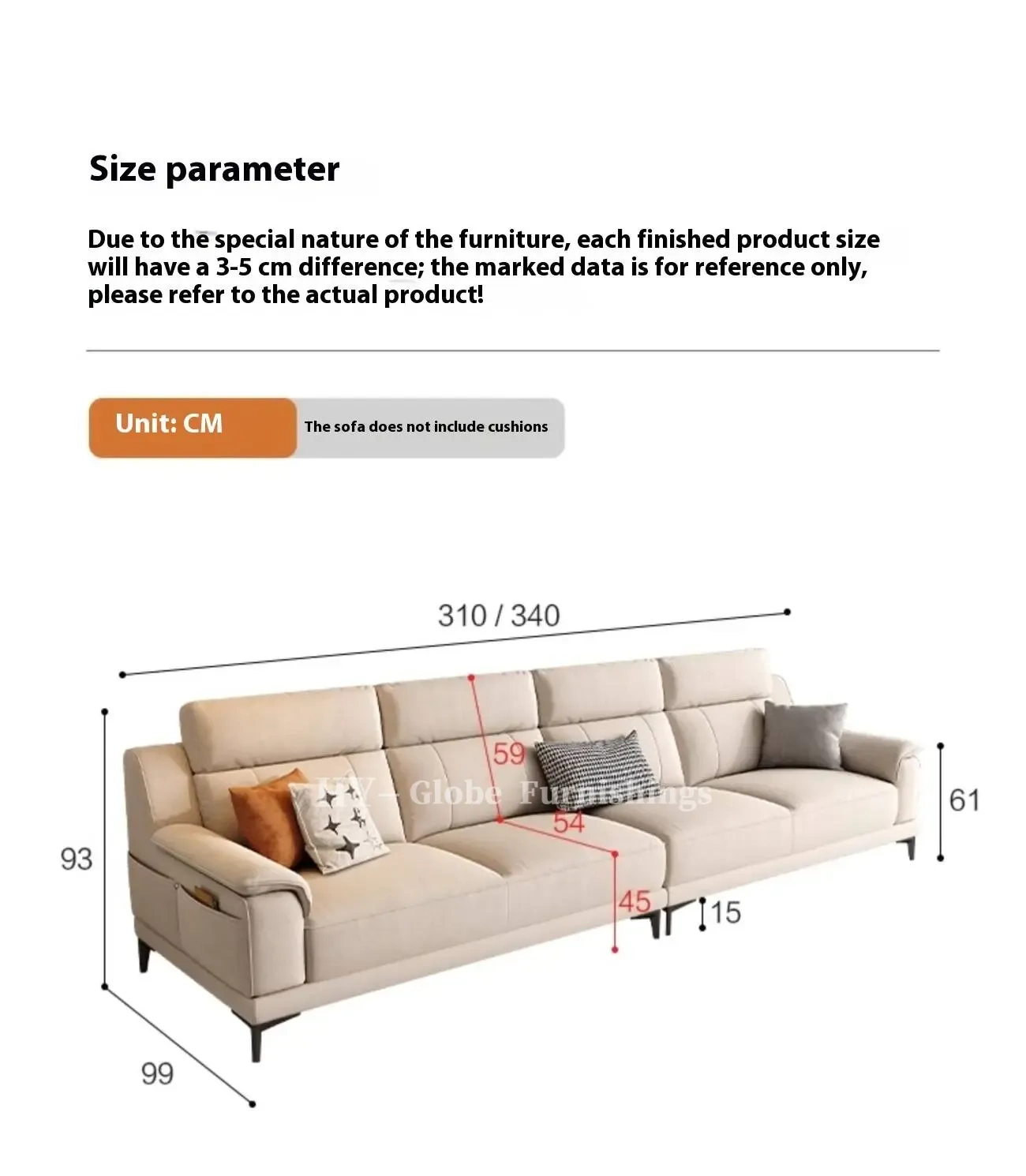 Globe Furnishings - Minimalist Tech-Infused Upholstered Sofa