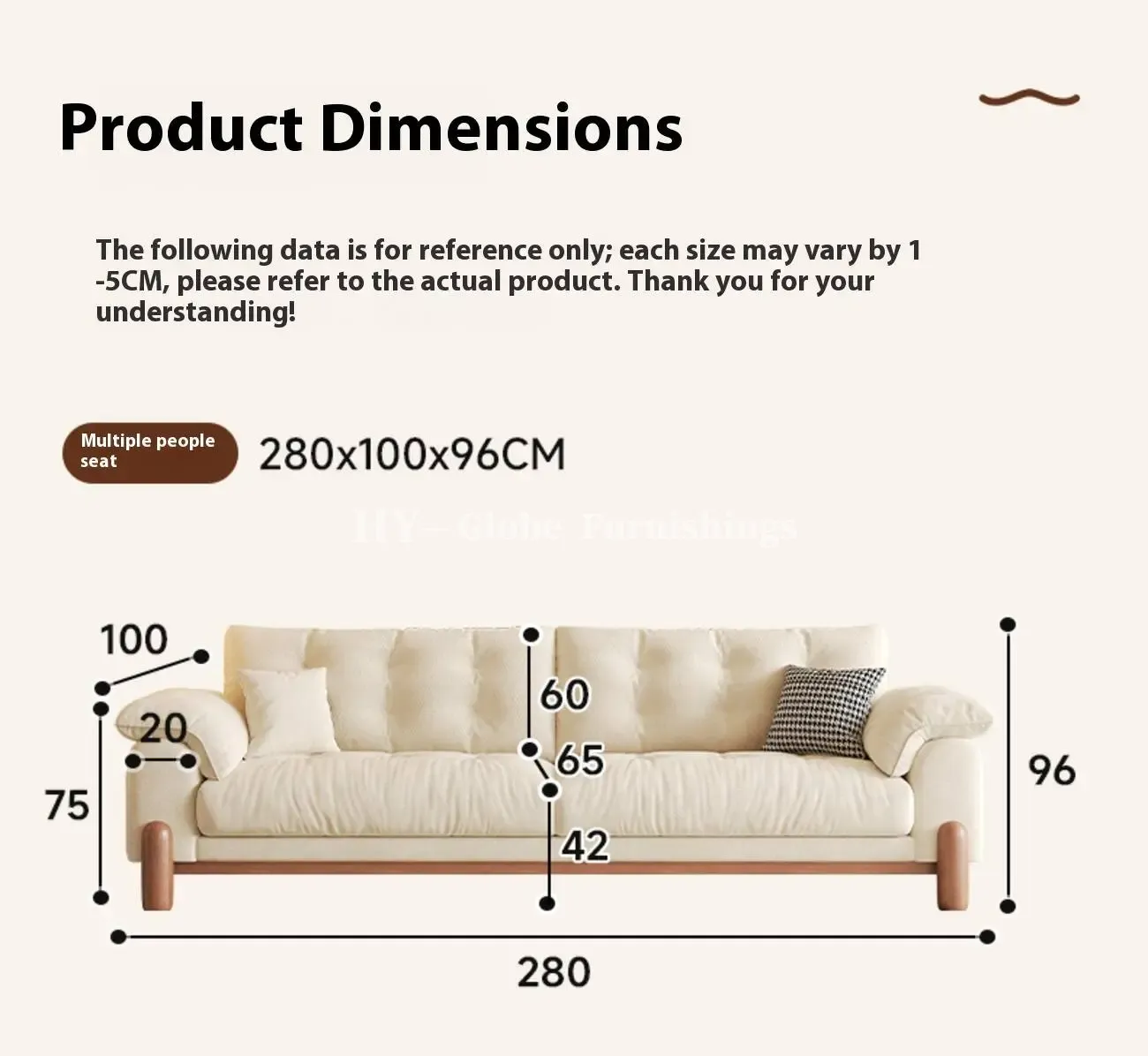 Globe Furnishings - Nordic Solid Wood Snow Neil Sofa