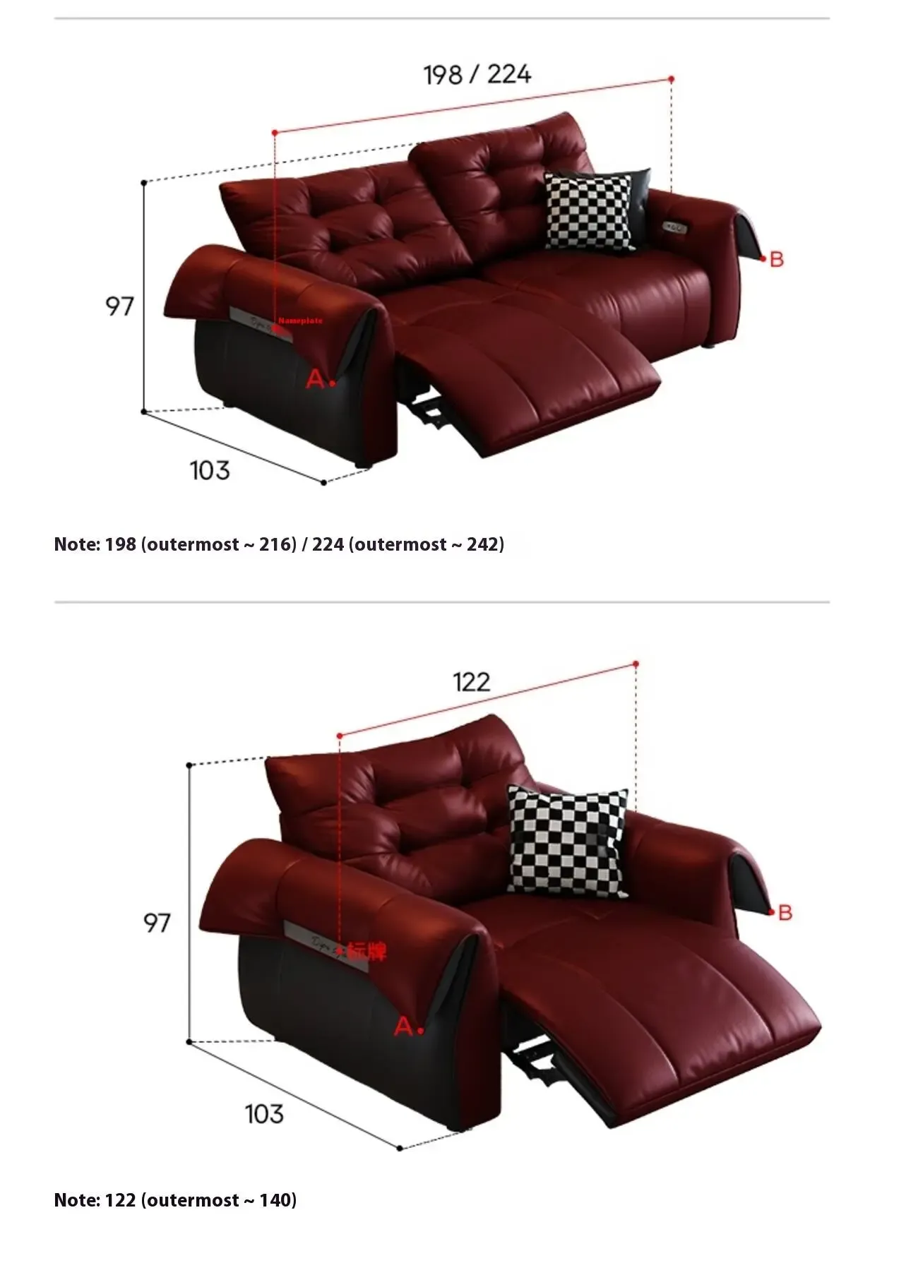 Globe Furnishings - Italian Swan Zero Wall Electric Function Leather Sofa
