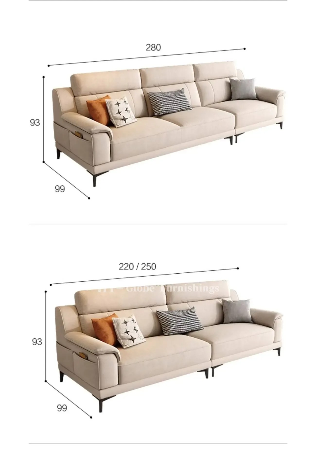 Globe Furnishings - Minimalist Tech-Infused Upholstered Sofa
