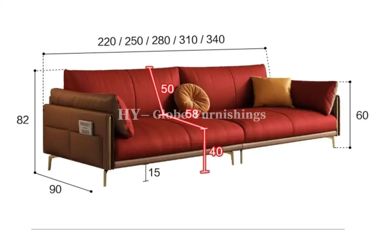 Globe Furnishings - Italian full-grain leather upholstered sofa