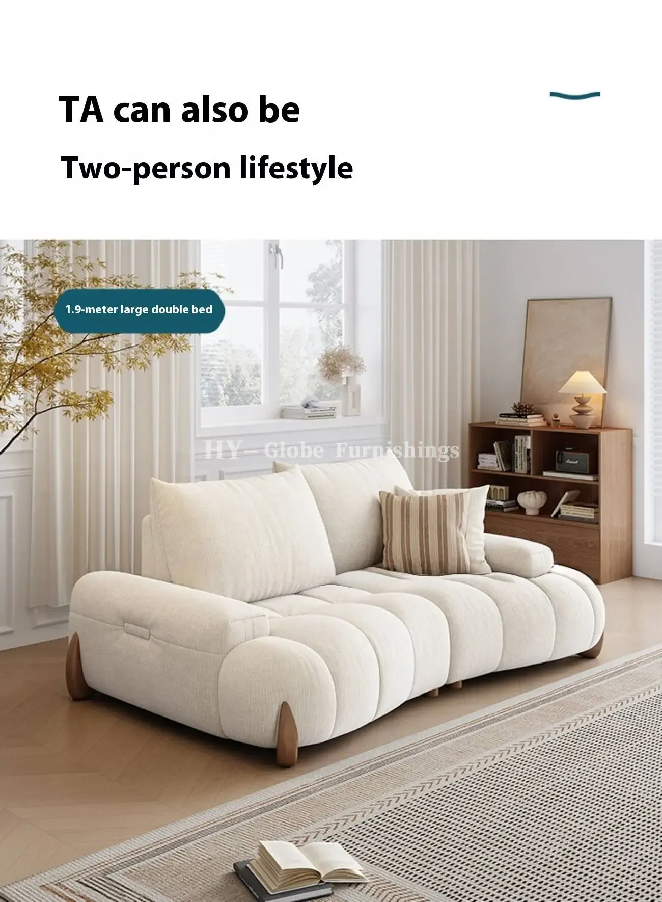 Globe Furnishings - New Adjustable Deep-Seat Linear Fabric Sofa