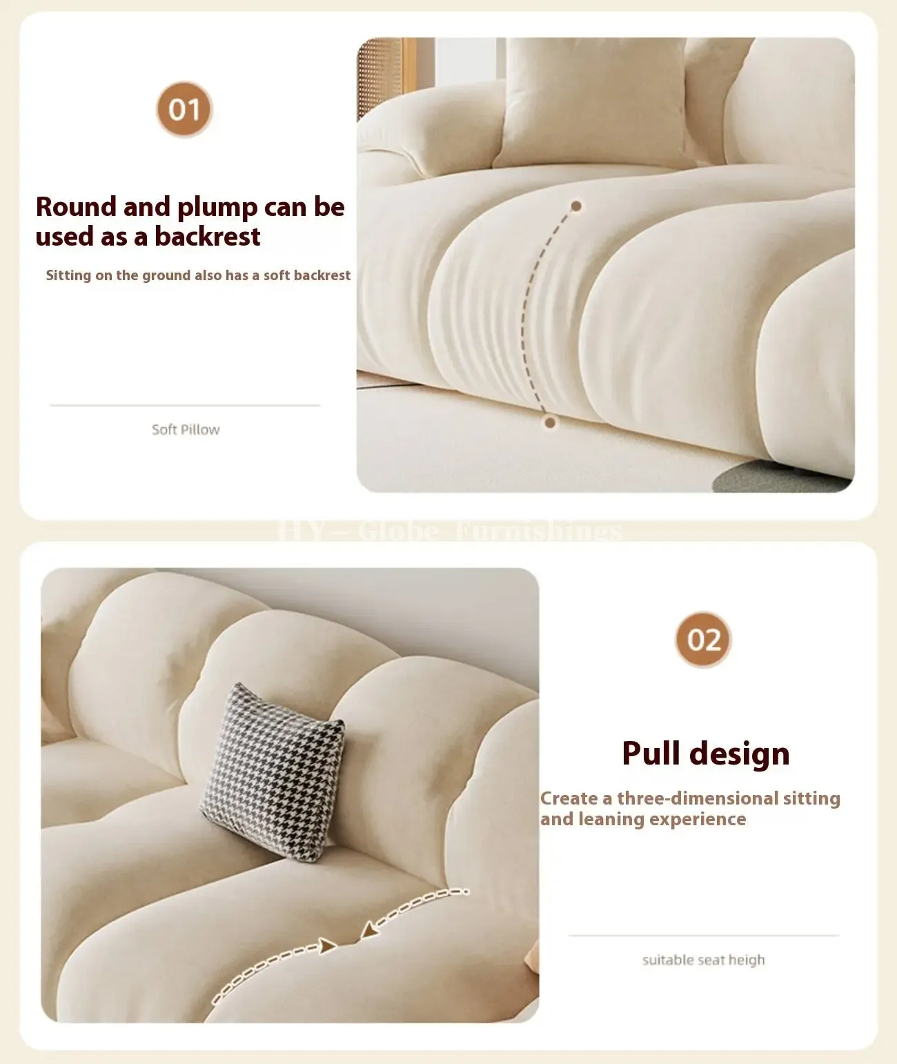Globe Furnishings - Retro Compact Straight Cotton Candy Sofa