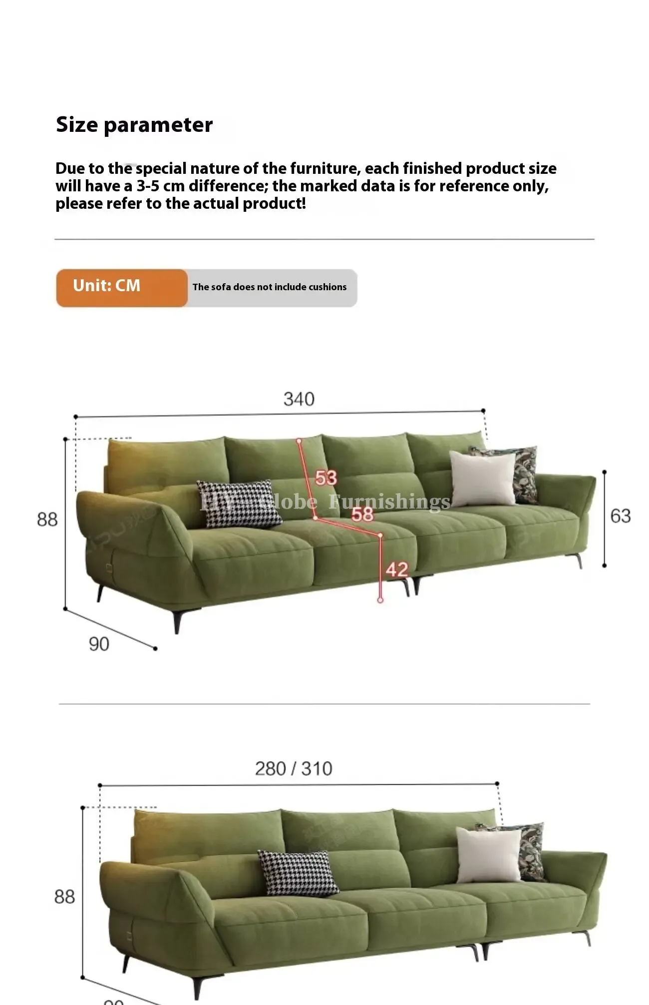 Globe Furnishings - Cream-Style Tech Fabric Sofa