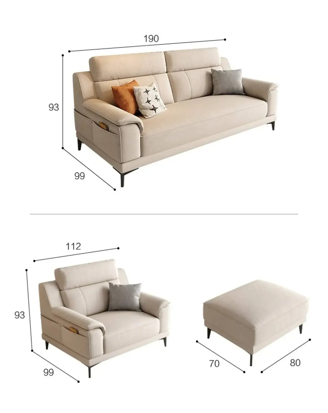 Globe Furnishings - Minimalist Tech-Infused Upholstered Sofa