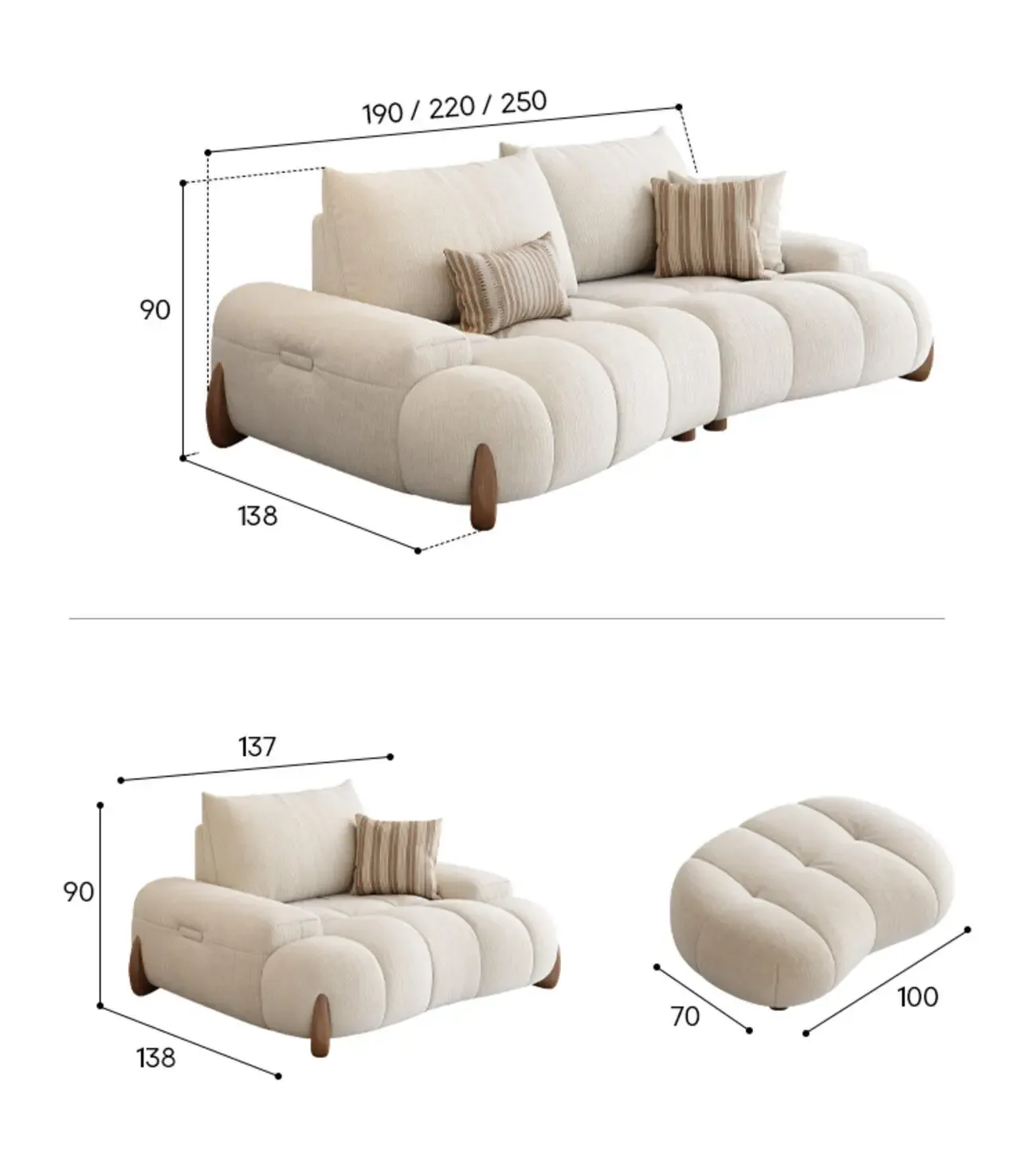 Globe Furnishings - New Adjustable Deep-Seat Linear Fabric Sofa