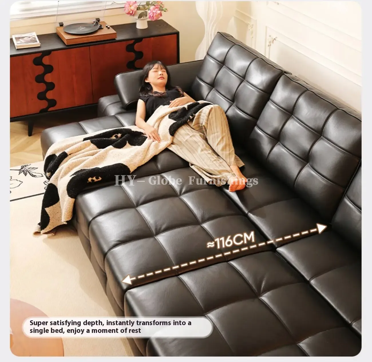 Globe Furnishings - Laurence Electric Multifunctional Leather Sofa